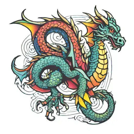 Dragon On Forearm Rainbow