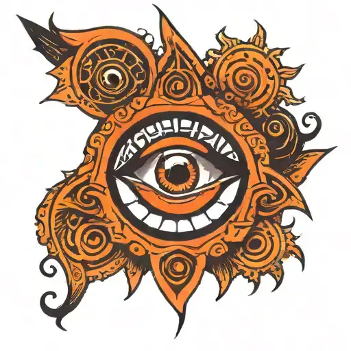 Trishul And An Eye Symbol