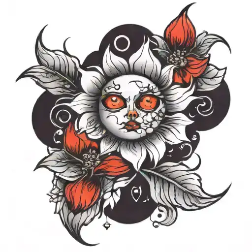 Flower With Red Eyes And The Moon