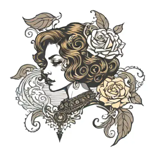 Girl With Brown Wavy Bob With An Elaborate Necklace