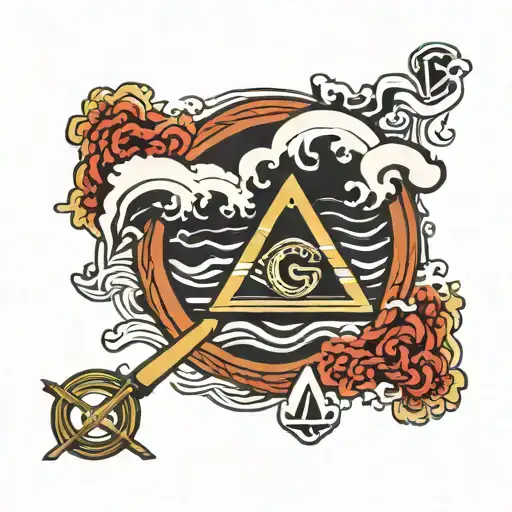 Masonic Symbol Japanese Waves Crashing