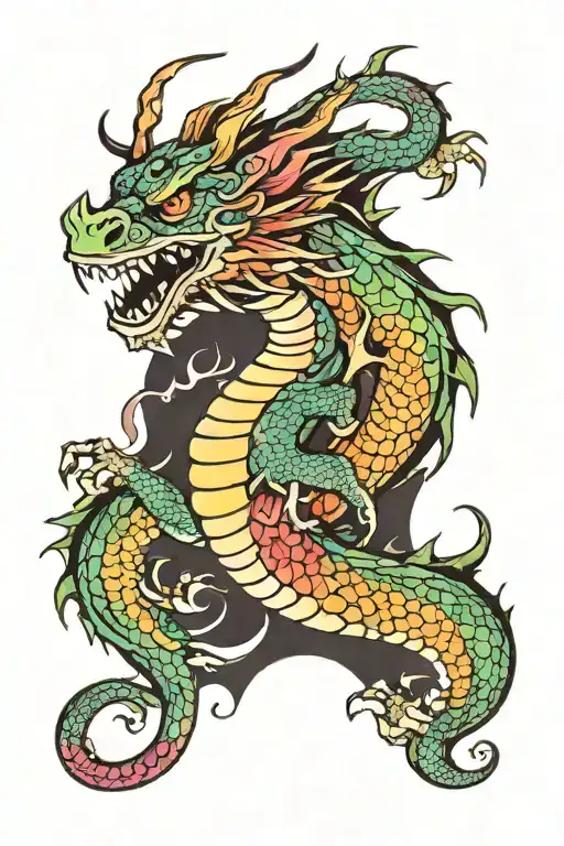 Dragon On Forearm Rainbow
