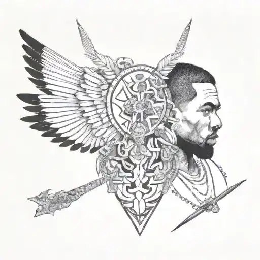 Kanye West Album Black And White Drawing Style