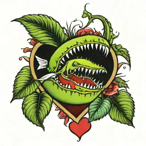 Venus Fly Trap With Heart Background