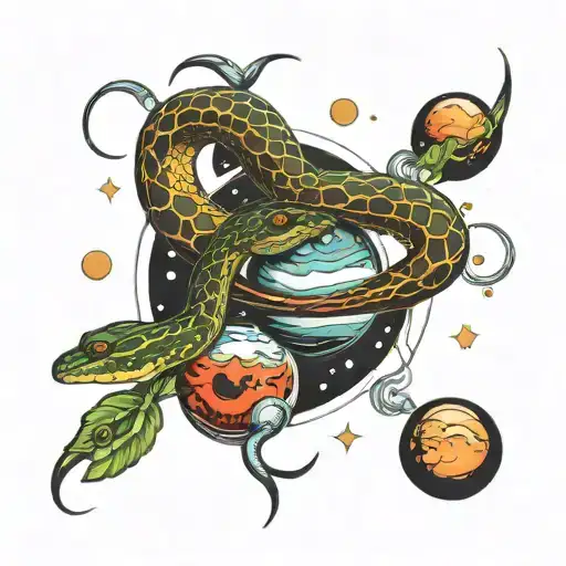 Snake Circling Planets