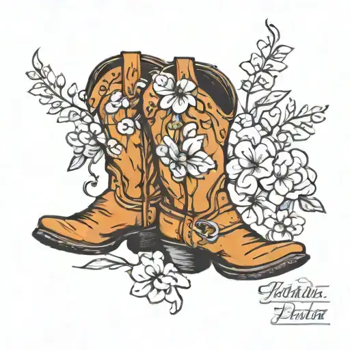 Cowboy Boot With Birth Month Flowers