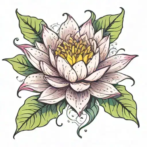 Water Lily Spine Tattoo Tiana Twinkle Star
