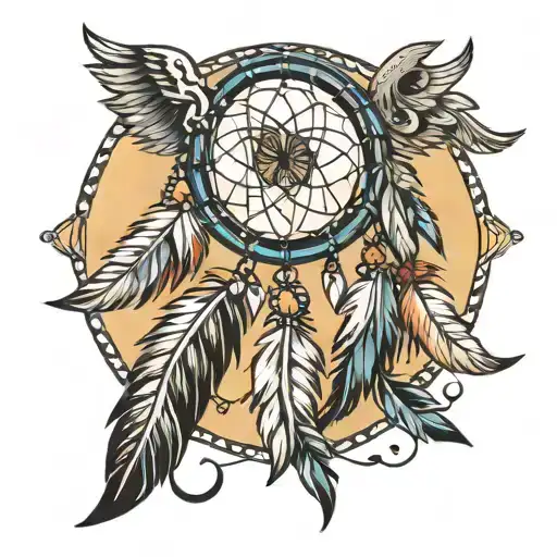 Dream Catcher With Arrows And Wings And Sun