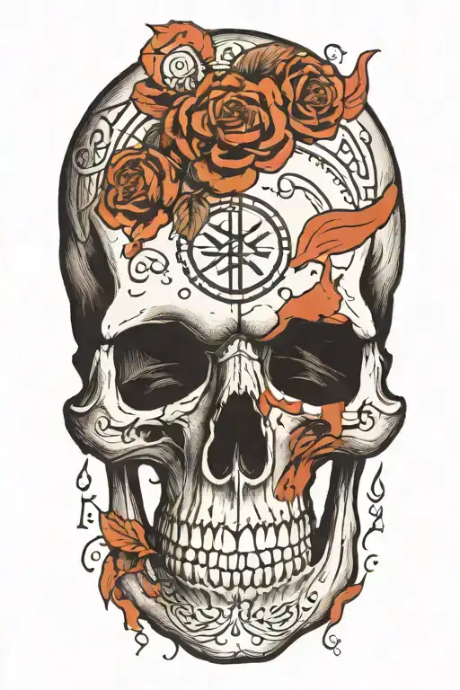 Aged Skull With Runes Imbedded