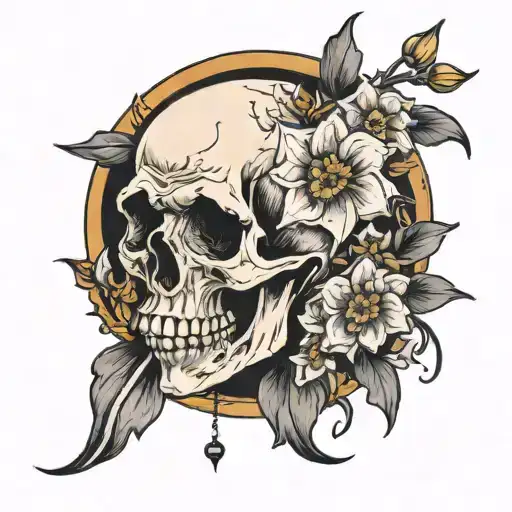 Skull Narcissus Flower Chimes Moon