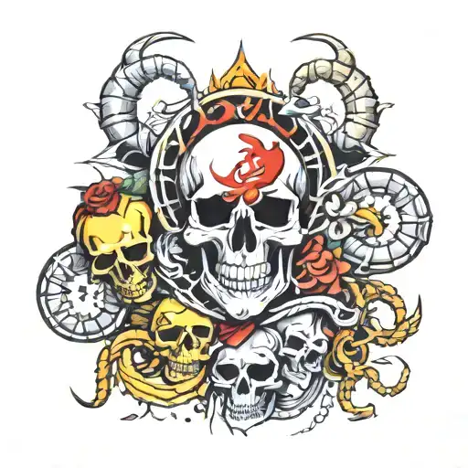 Skull And Scorpion Surrounded