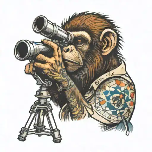 Monkey Looking At Telescope