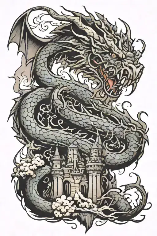 Dragon And A Castle