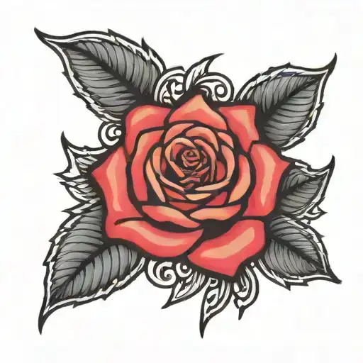 Small Tattoo With Rose Surrounded