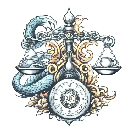 Libra Scale And Dragon