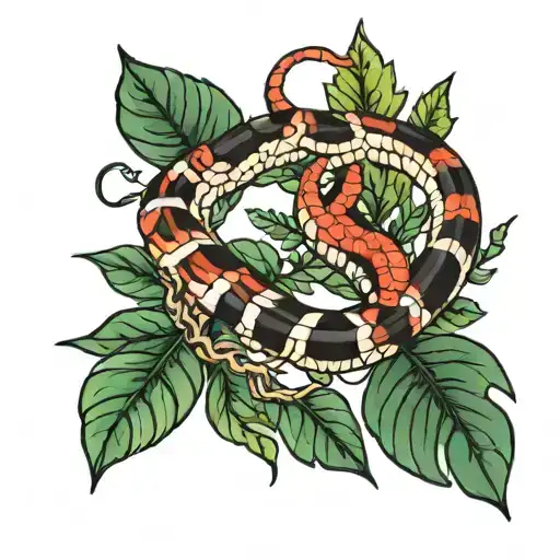 Leaves And Coral Snake