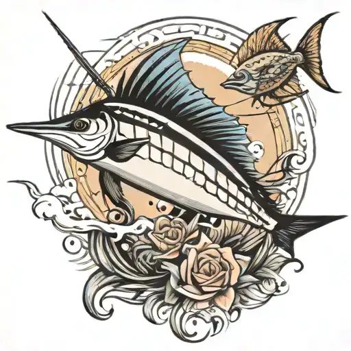 Sailfish Being Ridden By A Email With Boat In Background