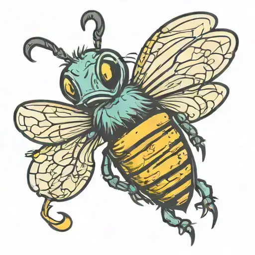 Cartoon Zombie Bee Flying