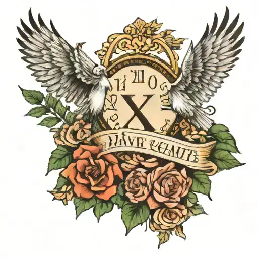 Side Chest Tattoo Of Roman Numbers Of A Date With White Birds Meaning The Loss Of Someone