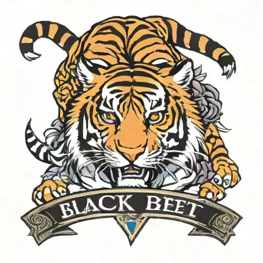 Black Belt Taekwondo Tiger Protecting Family