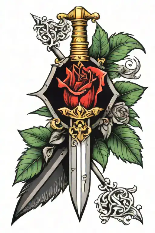 A Dagger Pointed Down With Christian Ideas Implemented Into The Design