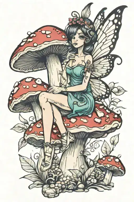 Fairy Sitting On Mushroom Fairy