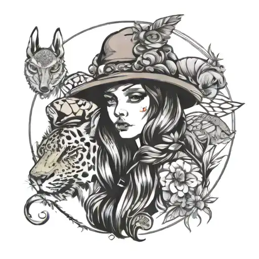 Girl With Animal Hat Surrounded