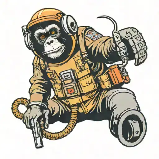 Monkey In A Bomb Suit Holding A Hammer