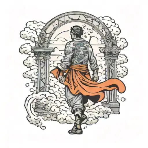 Person Walking Into The Gate Of Heaven