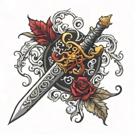 Crimson Velvet Dagger On Silk