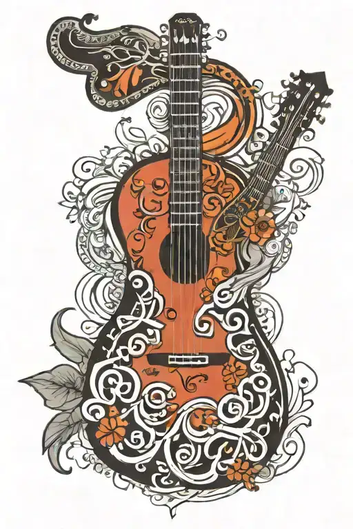 Guitar And Bengali Letters