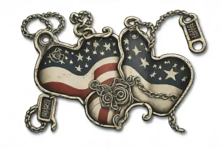 American Flag Dog Tags Hanging
