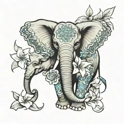 Lillies And Elephant Holding