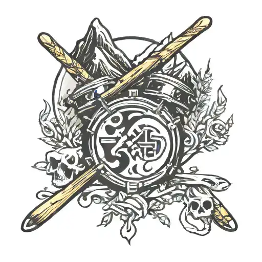 Mountain And Drum Sticks Crossed