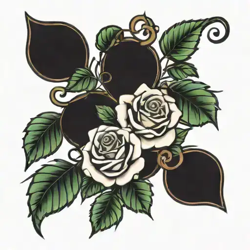 Rose Vine Entwined In Love Hearts