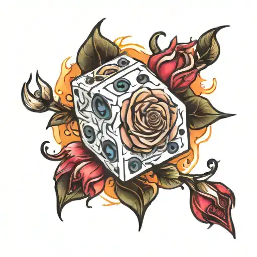 Dice Rose Flames