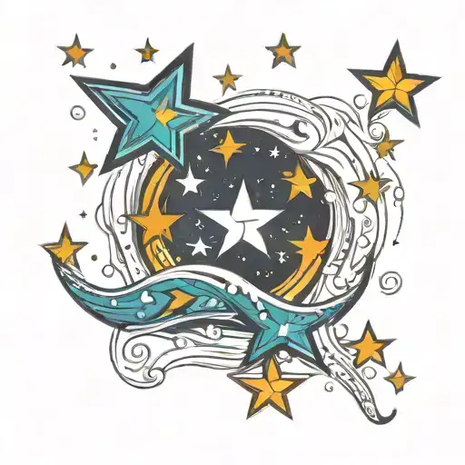 Abstract Stars Flowing River