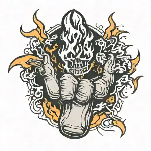Middle Finger On Fire With Lightning