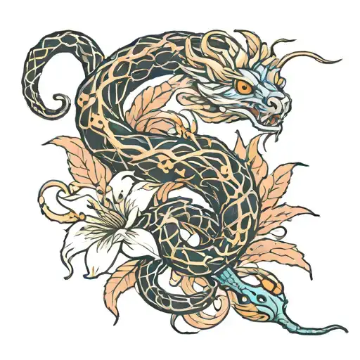 Lycoris And Snake Coiled