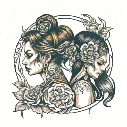 Mother And Daughter Unique Tattoo Design