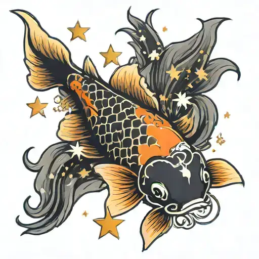 Koi Fish Surrounded By Stars
