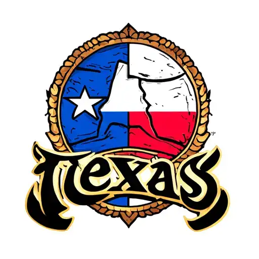Arabic Text 'Texas' With Texas Flag In The Outline
