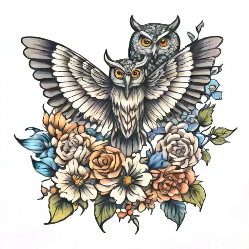 Owl Flying Butterfly Elephant Surrounded