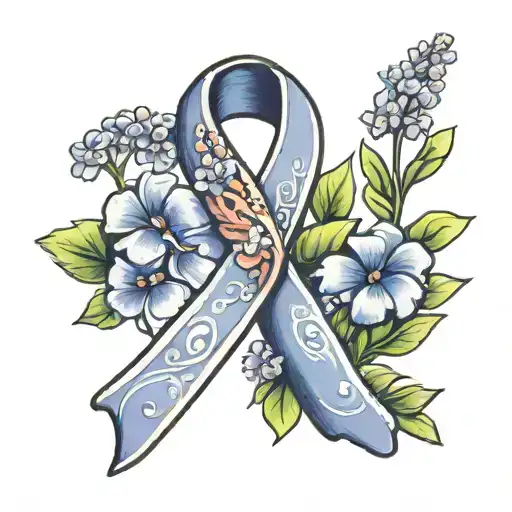 Cancer Ribbon With Madagascar Periwinkle Flower Intertwined