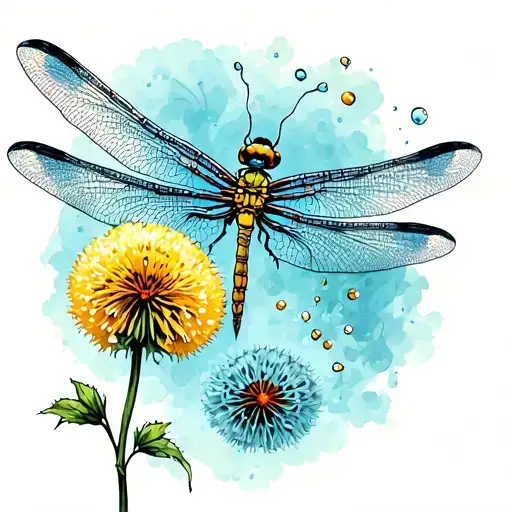 Dragonfly And Dandelion Blowing