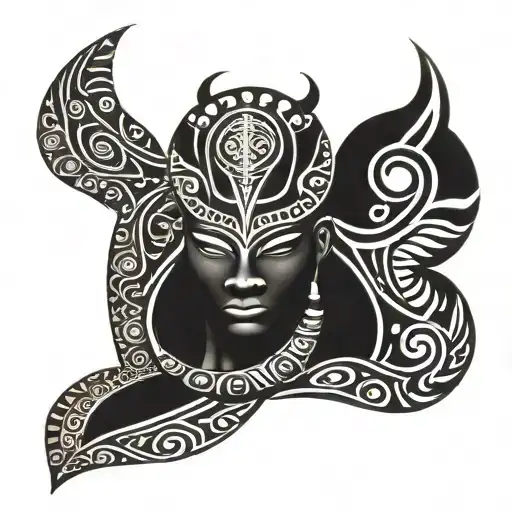 African Tribal Tattoo With Polynesian Style