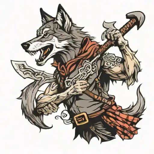 Wolf And Axe Thats Being Held