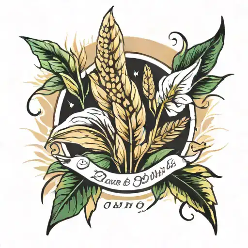 Wheat And Peace Lily With Bible Verse In Middle