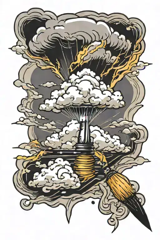 Paint Brush With Storm In Background Black