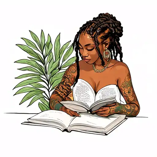 Black Woman With Locs Reading Book